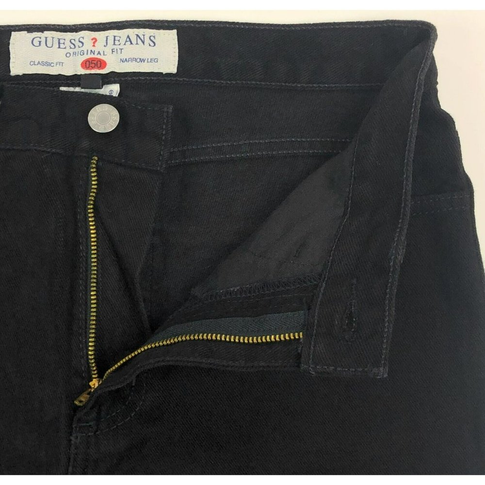 Guess 050 Original Women 24 Short Classic Fit VTG High Waist 90s Black Mom Jeans - Picture 6 of 11